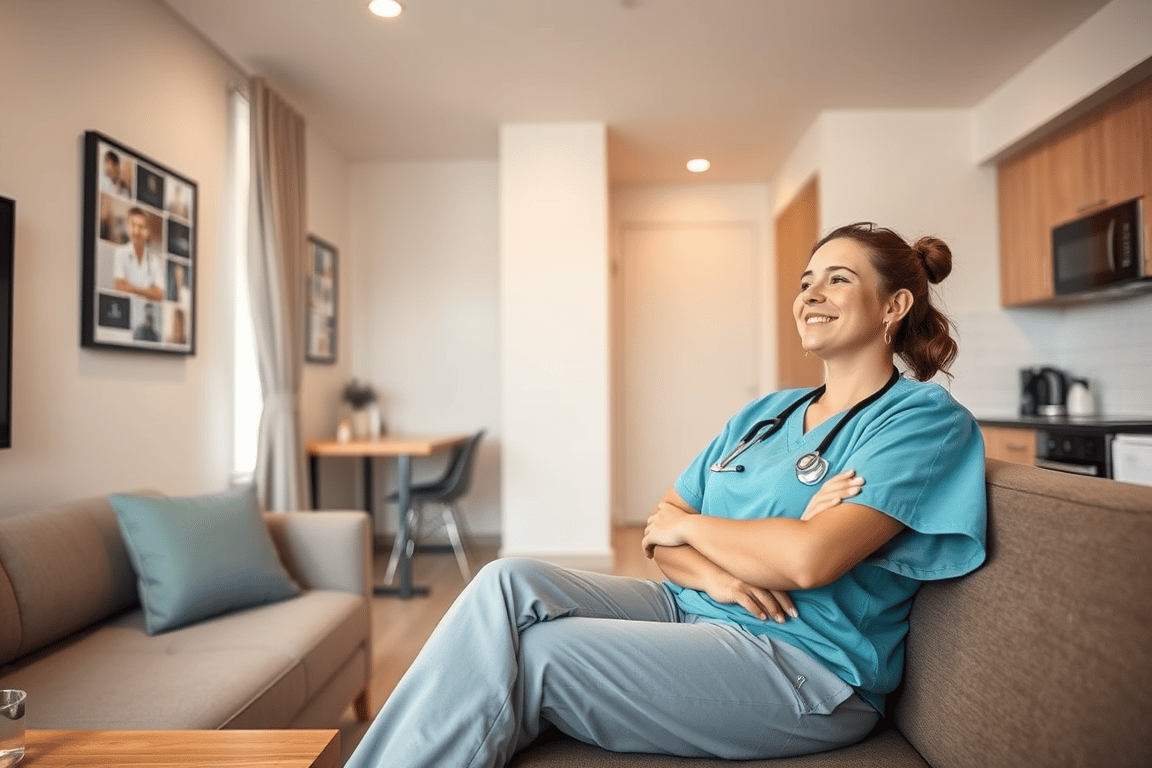 Healthcare professional in apartment